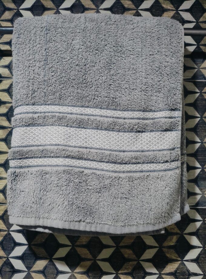 Grey Towel with Decorative Stripes